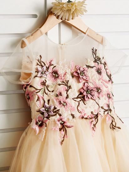 Cute Jewel Tulle Lace Satin Sleeveles Flower Girl Dress On Sale_4