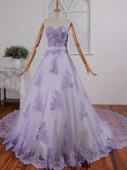 New Arrival Sweetheart Lace Applique Wedding Dress Latest Crystal Custom Made Bridal Gowns_2