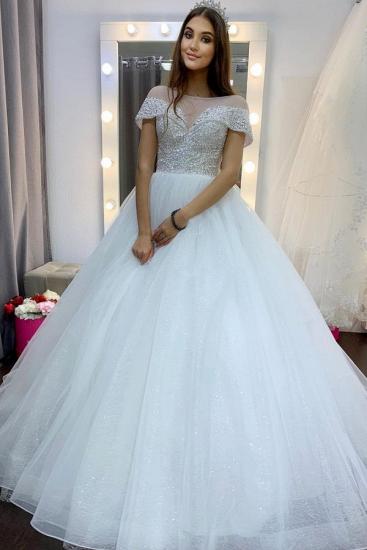 Gorgeous Off Shoulder Crystals Tulle Princess wedding Gown