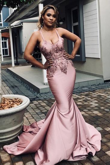Fashionable Spaghetti Straps Appliques Sexy Mermaid Prom Dresses | Trendy Crossed Shoulder strap Long Evening Dresses_1