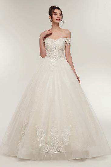 ZOLA | A-line Off-shoulder Sweetheart Floor Length Lace Appliques Wedding Dresses with Lace-up_7