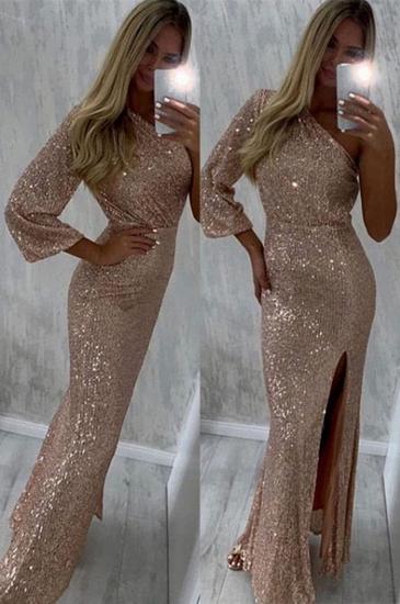 Sparkly Sexy One Shoulder Mermaid Sequins Prom Dress Eveing Party Dress_1