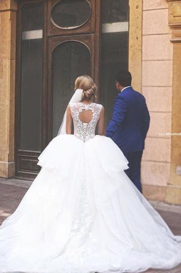 Neue Ankunfts-Kristall-Tüll-Hochzeitskleid A-Linie nach Maß Lace-Up Plus Size Brautkleid_2