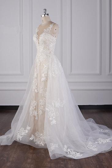 TsClothzone Elegant Jewel Tulle Lace Wedding Dress Appliques Sleeveless Mermaid Bridal Gowns Online_3