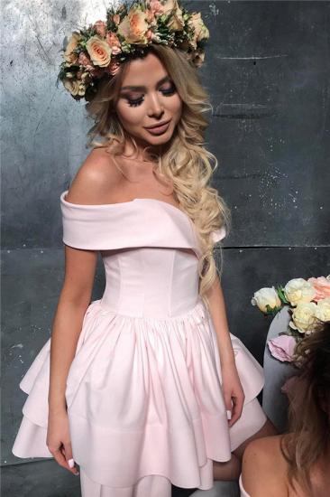 2022 Cheap Off The Shoulder Pink Short Homecoming Dresses Lovely Mini Formal Party Dress_4
