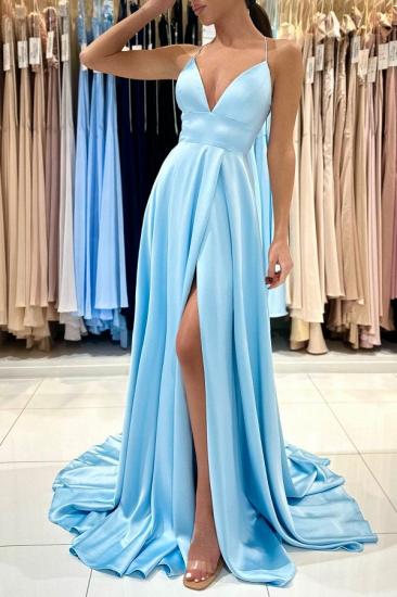 Einfaches langes Abendkleid Billig | Blaues Ballkleid online_2