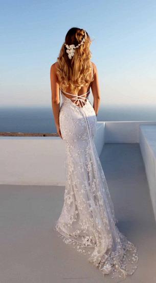 Cloth-fitting Floor Length Lace V Neck Spaghetti Open Back Prom Dresses | Party Gowns With Lace Up_3