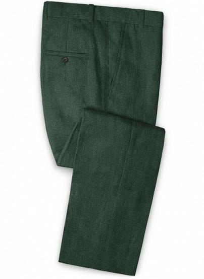 Classic solemn dark green two-piece linen suit_3