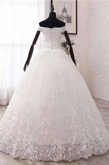 TsClothzone Ball Gown Off-the-Shoulder Lace Appliques Wedding Dresses White Tulle Sleeveless Bridal Gowns_3