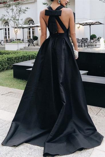 Schwarze Abendkleider mit langem V-Ausschnitt | Einfache Abendkleider günstig_2