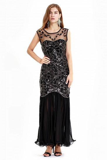 Beautiful Cap sleeves Long Black Cocktail Dresses | Shining Sequined Dress_3