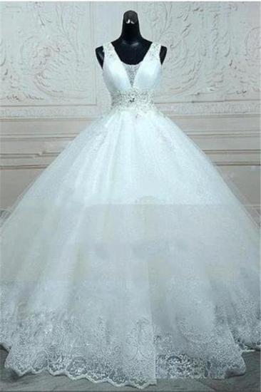 Straps Sleevelss Lace Beading Wedding Dresses 2022 Ball Gown Lace-up Open Back Bridal Dress_2