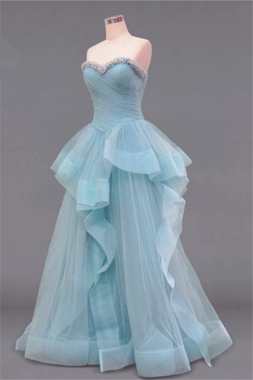 Tiered Pleats Sweetheart Prom Dresses Rhinestone Floor Length Sleeveless 2022 Evening Dresses_2