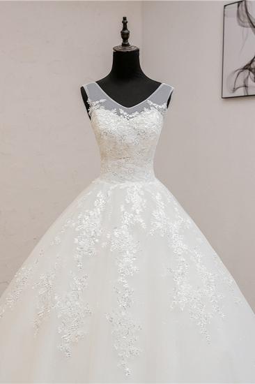 TsClothzone Glamorous Sweetheart Tulle Lace Wedding Dress Ball Gown Sleeveless Appliques Ball Gowns On Sale_6