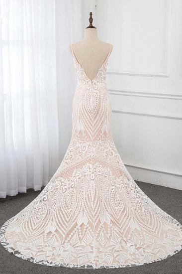 TsClothzone Sexy Spaghetti Straps Appliques Ivory Wedding Dresses V-Neck Sleeveless Bridal Gowns_3