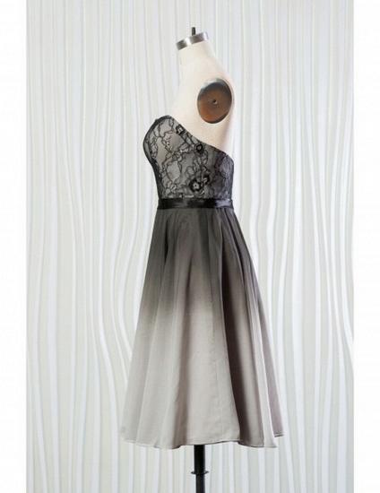 Kurzes schwarzes und graues Brautjungfernkleid aus Spitze_3
