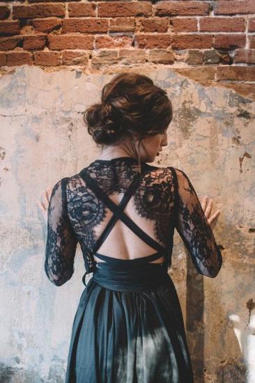 Black Gothic Fairytale Wedding Dress Tulle Long Sleeves Side Split Party Dress_2