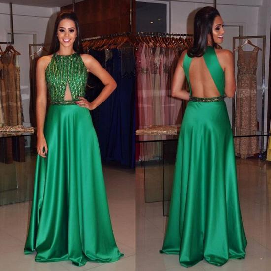 Sleeveless Floor length Green Evening Dress Beaded 2022 Popular  Prom Dress_2