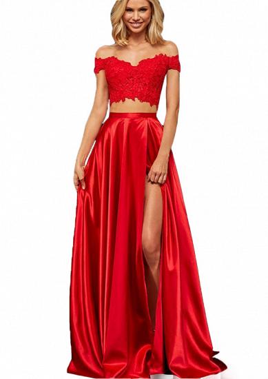 Sweetheart Burgundy Two pieces High Split Prom Dresses