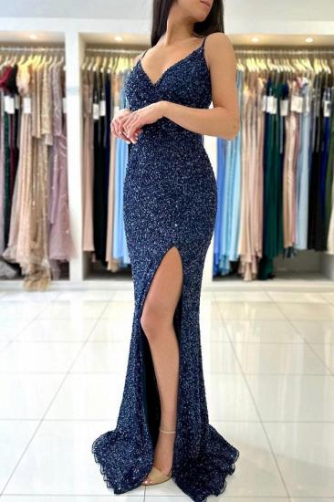 Dark Blue Long Glitter Evening Dresses | Prom dresses cheap_4