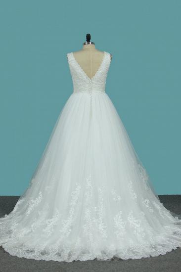 TsClothzone Gorgeous A-Line Tulle Wedding Dress Sleeveless Lace Pearls Bridal Gowns On Sale_3
