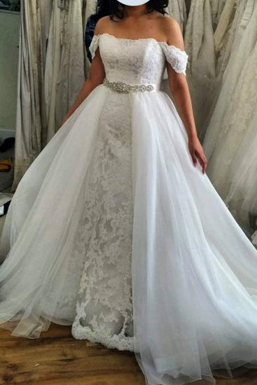 Cap Sleeve Lace Appliques Tulle Wedding Dress Bridal Gowns_1