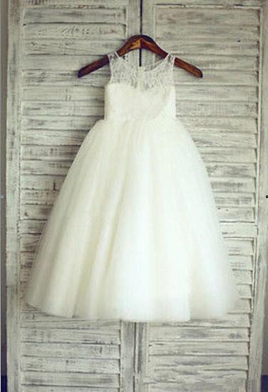 Cheap Lace Short Sleeve 2022 Flower Girl Dress A-Line Tulle Sleeve Wedding Dress