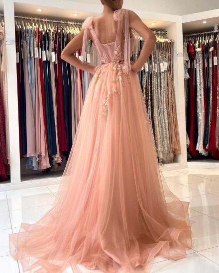 Stunning Tulle Sleeveless Aline Eveining Dress | Sweetheart Floral Lace Side Slit Party Gown_7
