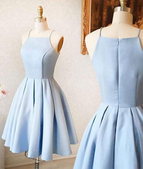 Spaghetti Straps Sky Blue Mini Dress Simple Homecoming Dress
