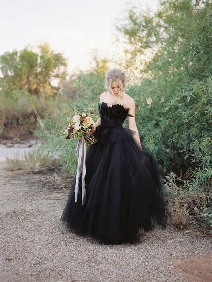 Sweetheart Sleeveless Black Wedding Dress Ball Gown_2