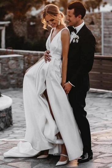 Simple Wedding Dresses Satin | Wedding Dresses V Neck Cheap_7