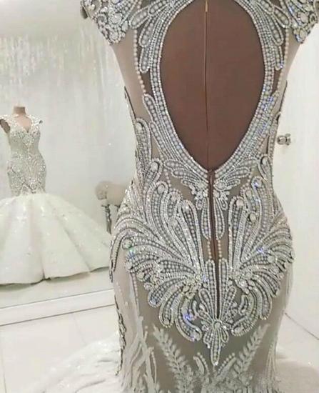 Luxury Sleeveless Appliques Rhinestones Mermaid Wedding Bridal Gowns_3