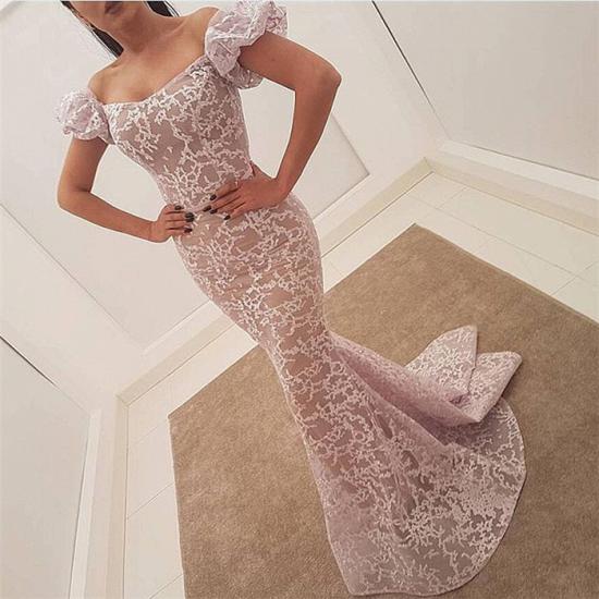 Elegant Mermaid Lace Evening Dresses 2022 | Off the Shoulder Sweep Train Ball Dress_3