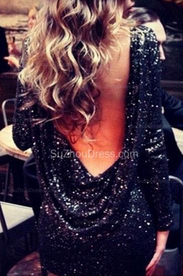 Sexy Mini Sequined Long Sleeve Homecoming Dresses Open Back Popular Fitted Custom Made Popular Evening Dresses_2