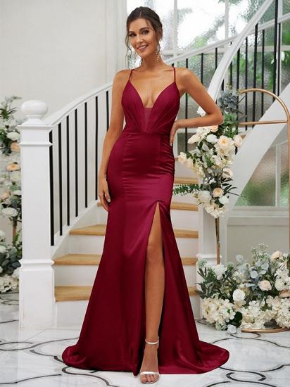 Pink Simple Split Evening Dress | Long Prom Dress Cheap_7