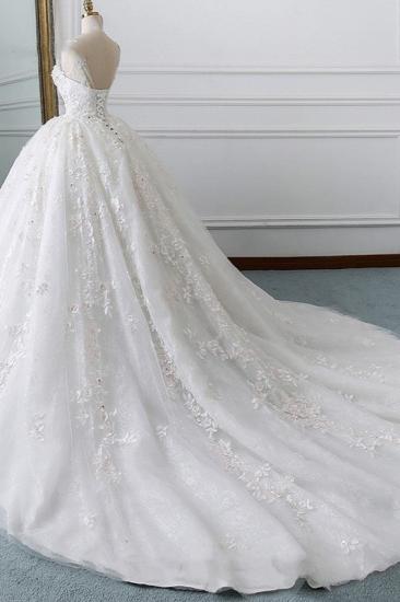TsClothzone Luxus-Ballkleid-Juwelen-Tüll-Hochzeitskleid mit Perlenstickerei und Spitzenapplikationen, ärmellose Brautkleider im Angebot_3