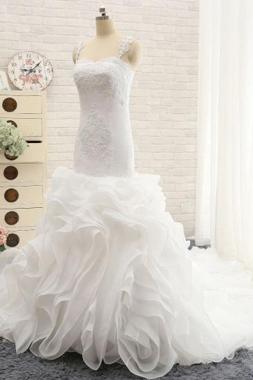 TsClothzone Sexy Sleeveless Straps Ruffles Wedding Dresses With Appliques White Mermaid Satin Bridal Gowns Online_4