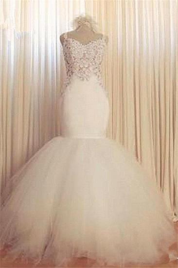 Lace Mermaid Tulle Wedding Gowns Open Back Sleeveless Sexy Bride Dresses Online_3