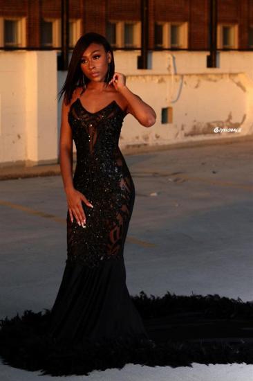 Black Sexy Mermaid Prom Dress Sweetheart Sequined Evening Dress_3