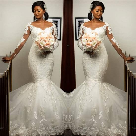 Mermaid Lace Appliques Wedding Dresses with Sleeves | Sexy Plus Size Wedding Gowns Onine_2