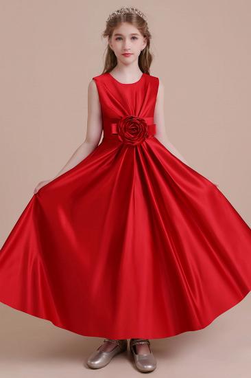 Elegant A-line Ankle Length Flower Girl Dress | Chic Satin Little Girls Dress for Wedding_7