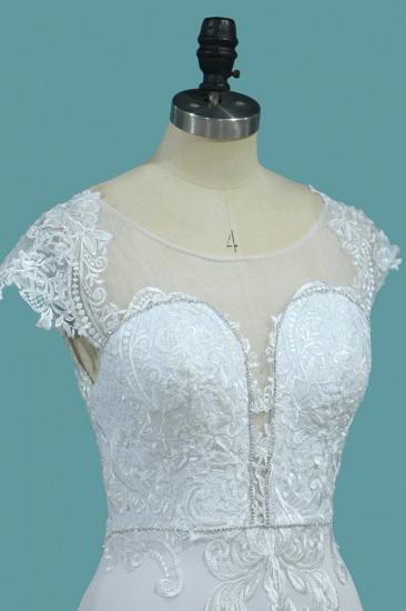 TsClothzone Chic Satin Jewel Lace Wedding Dress Cap Sleeves Beadings Mermaid Bridal Gowns On Sale_4