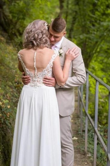 Elegant Bridal Sleeveless Floor Length Lace Wedding Dress_3