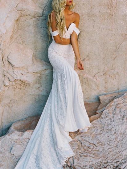Sexy Mermaid Wedding Dresses Sweetheart Lace Satin Short Sleeve Bridal Gowns Vintage Backless Sweep Train