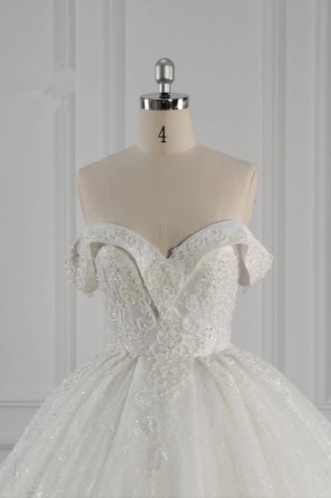 TsClothzone Luxus-Ballkleid Off-the-Shoulder-Tüll-Spitze-Hochzeitskleid Applikationen Ärmellose Brautkleider im Angebot_5