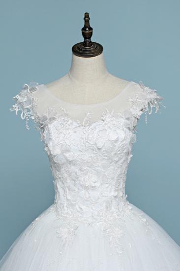 TsClothzone Chic Jewel Tüll Spitze Weißes Brautkleid Ärmellos Applikationen Brautkleider mit Blumen Online_6