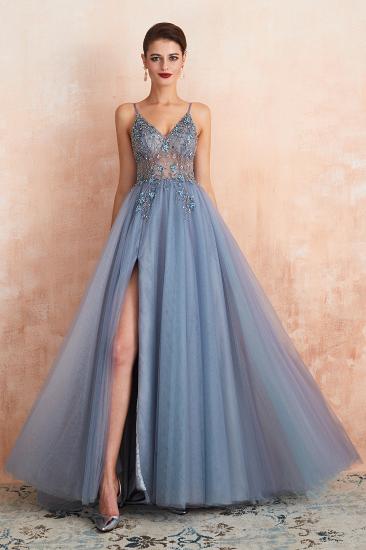 Charlotte | New Arrival Dusty Blue, Pink Spaghetti Strap Prom Dress with Sexy High Split, Evening Gowns Online_3