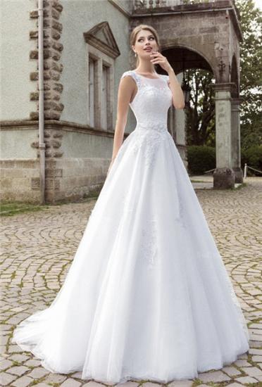 Elegant Lace Appliques Bridal Gowns 2022 Sweep Train Sheer Wedding Dress BA6586_1