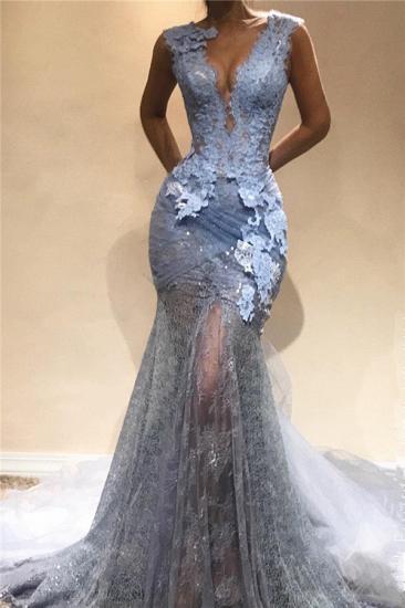 Lace Appliques Sheer Mermaid Lace Prom Dress Cheap | Sleeveless Sexy Long Evening Dress_2