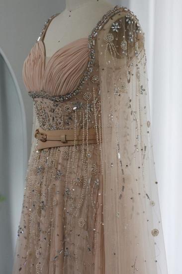 Bezauberndes, herzförmiges, mit Perlen verziertes langes Abendkleid, formelles Kleid mit Cape-Ärmeln und Gürtel_8